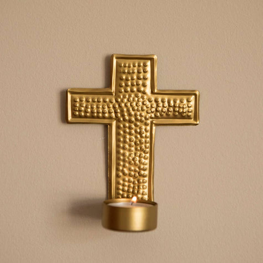 Porte-bougie mural en forme de croix pour bougies chauffe-plat