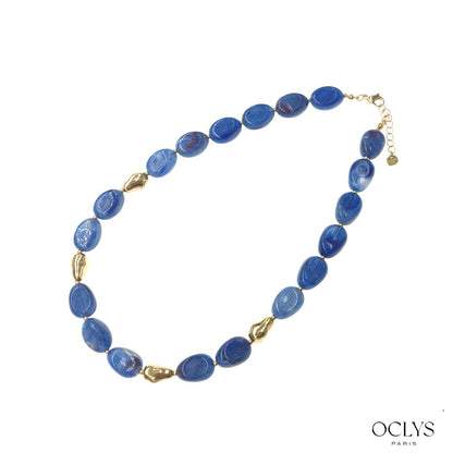 Collier perles résines acier inoxydable doré Gina: Rouge