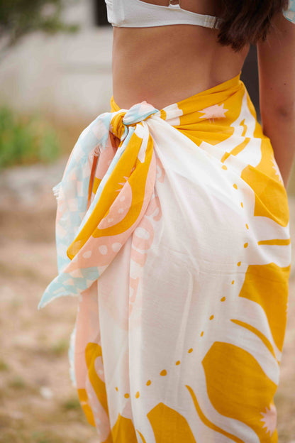 PARÉO COTON OCRE LE SOLEIL