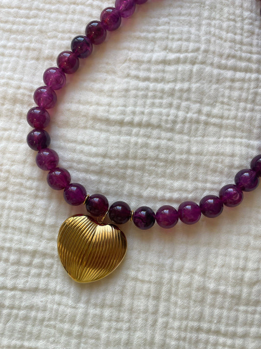 Collier Aventure – 5 variantes-Perles Acryliques Marbrées : Prune