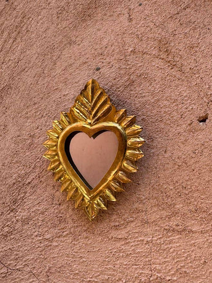 Miroir CLASSIC HEART taille S, bronze, or