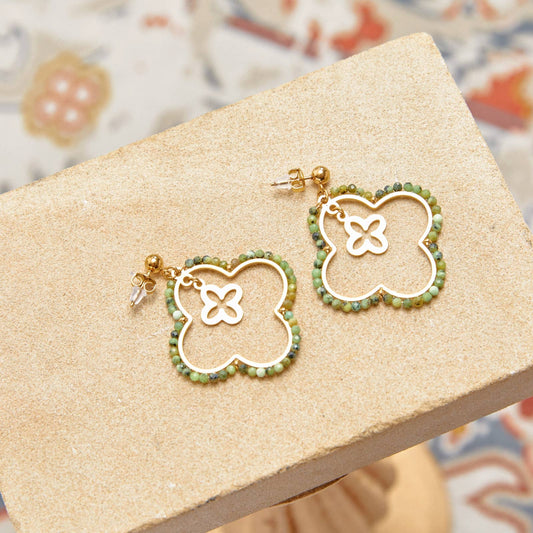 Boucles d'oreilles pendantes - Elara: Amazonite / Tu [1]