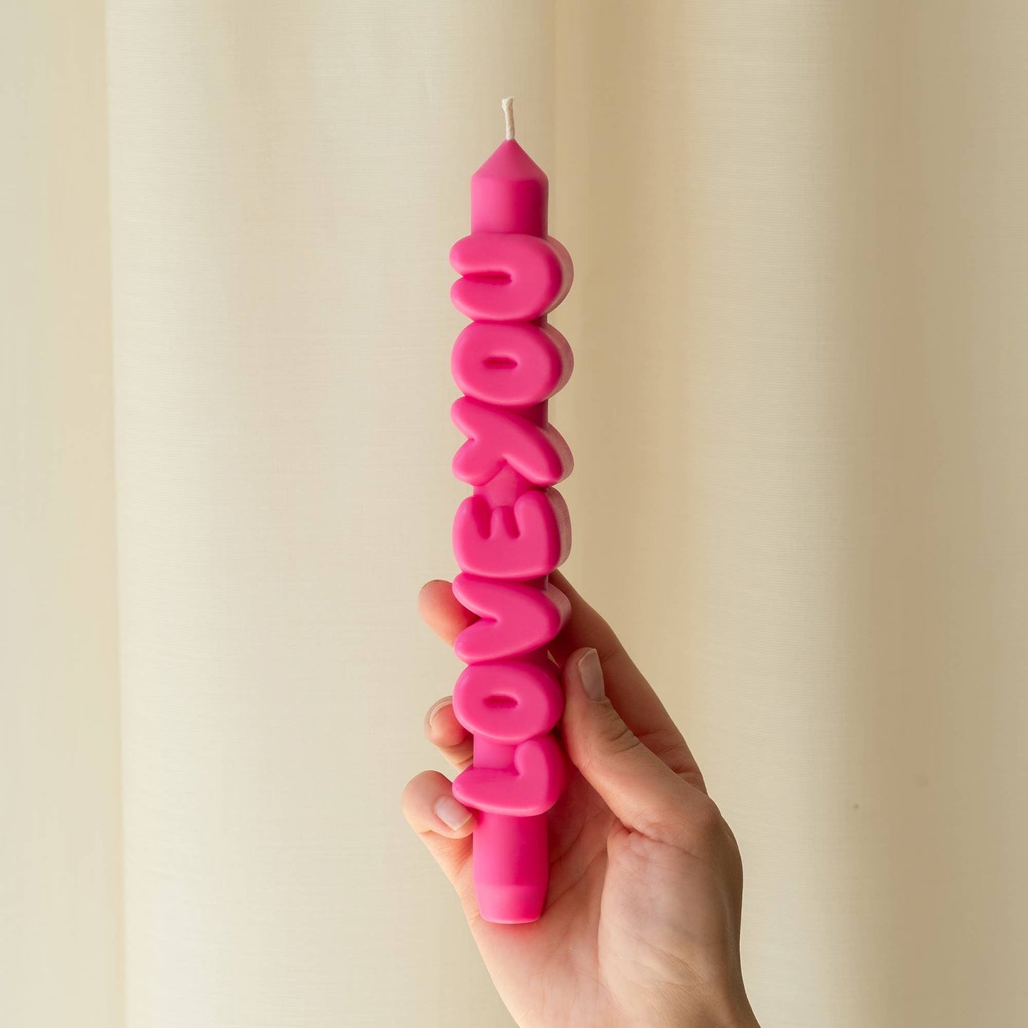 Bougie conique JE T'AIME - Fait main - Bougies coniques 3D de 9 pouces: Rose
