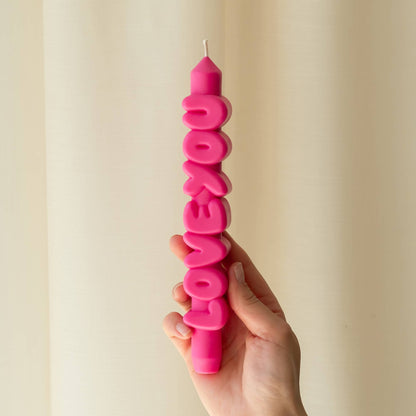 Bougie conique JE T'AIME - Fait main - Bougies coniques 3D de 9 pouces: Blanc