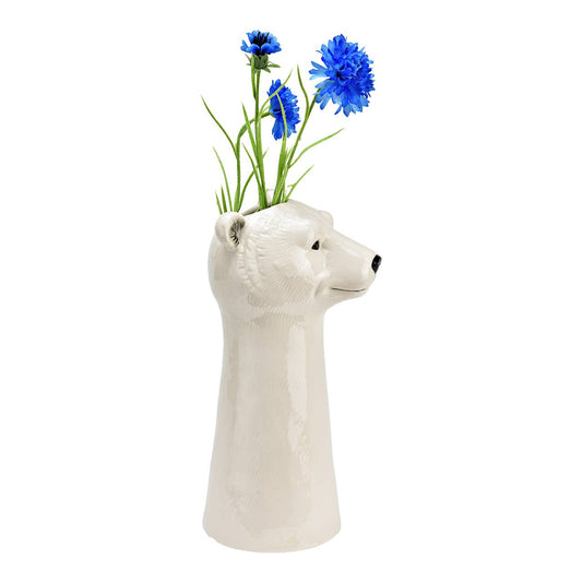Vase tête d'ours polaire en céramique, blanc (L/H/P) 14x28x13cm