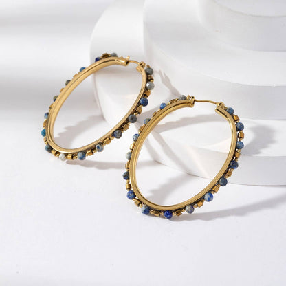 Boucles d'oreilles créoles - Amani: Turquoise africaine / Tu [1]