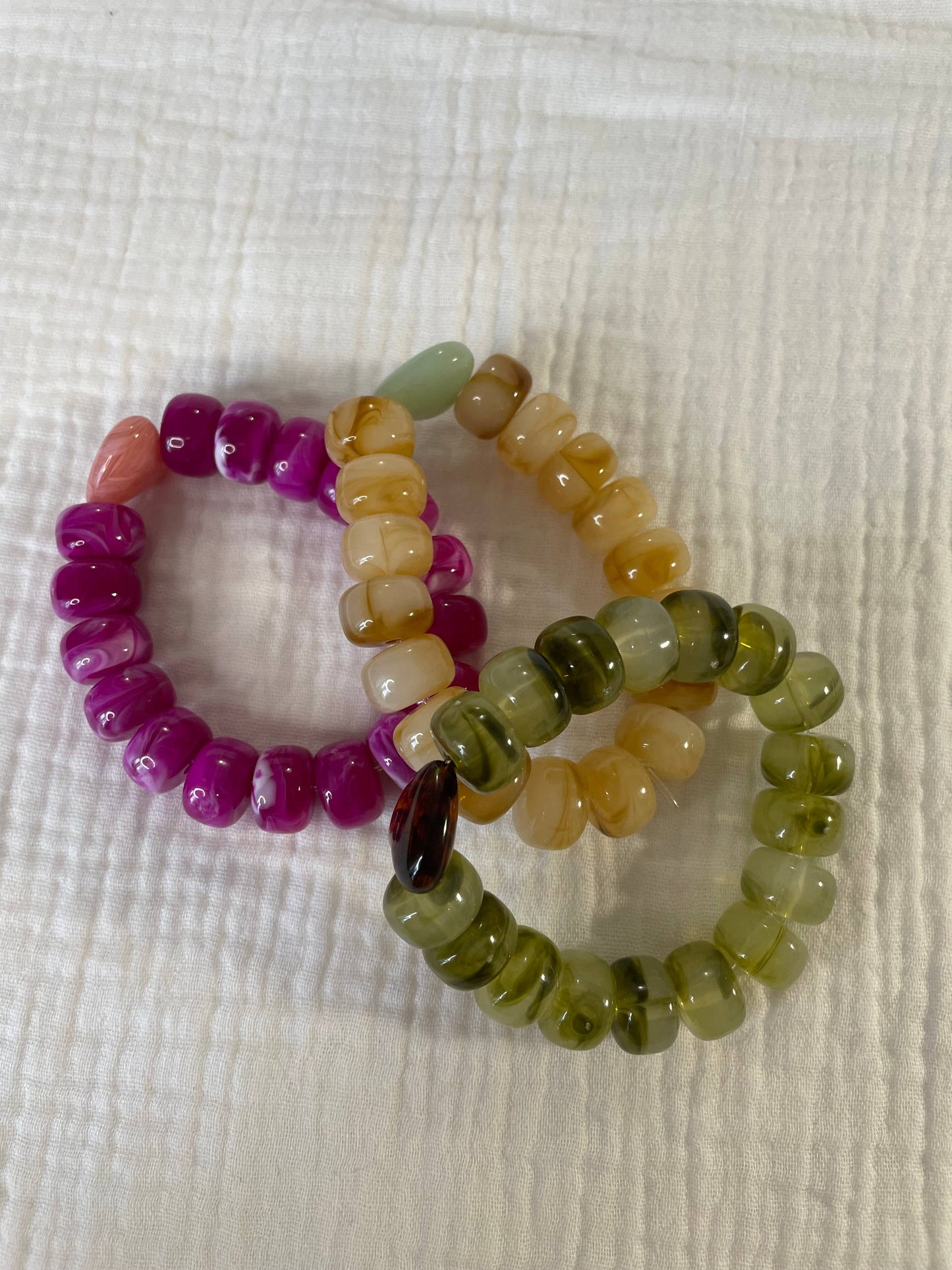 Charlie, bracelet: Beige/vert / 19 cm
