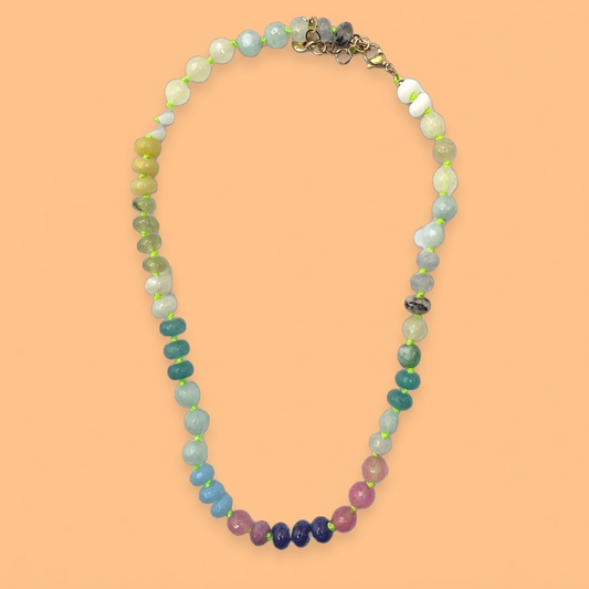 Collier perles candy en verre multicolore : Bleu