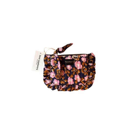 Pochette plate S - flower seventies navy