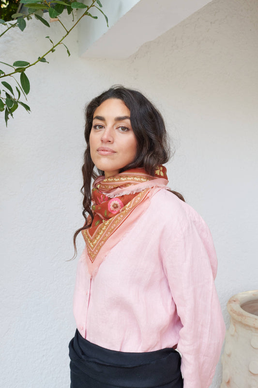 FOULARD COTON TERRACOTTA BOHEMIA