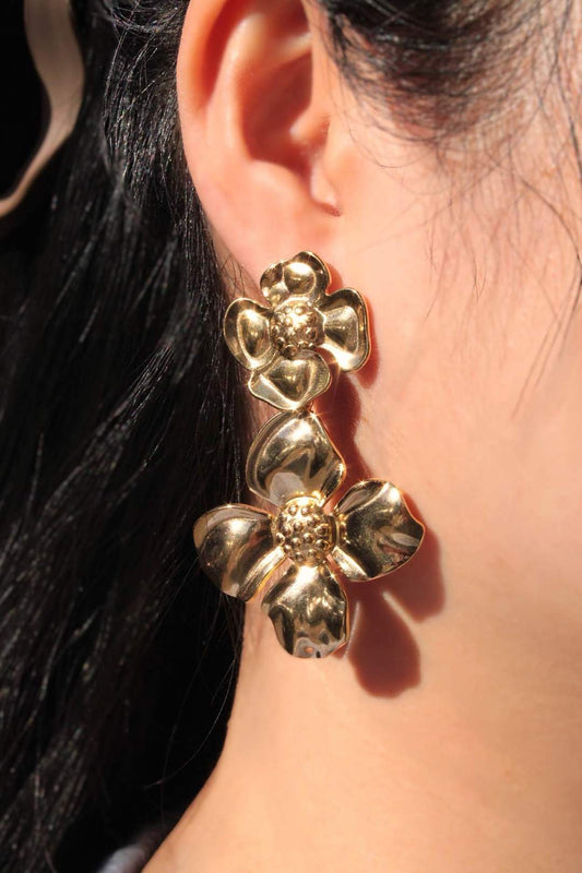Boucles d'oreilles fleurs acier 100% inox: Doré / TU