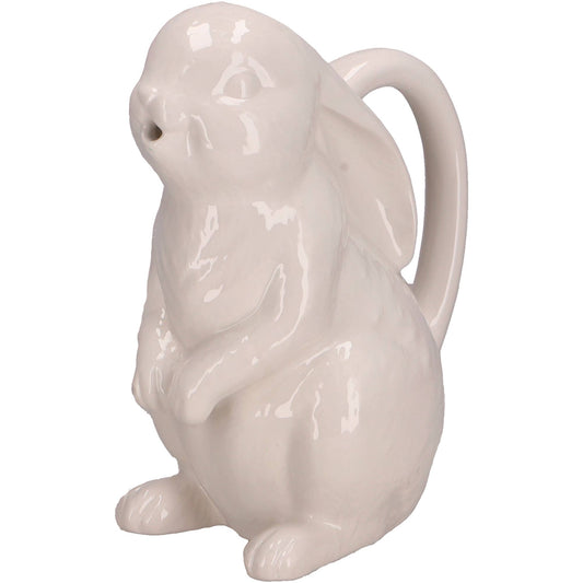 Cruche en céramique Kaya Hase, L20cm, H24cm, Blanc