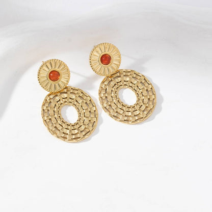 Boucles d'oreilles pendantes rondes - Coralie: Amazonite / Tu [1]