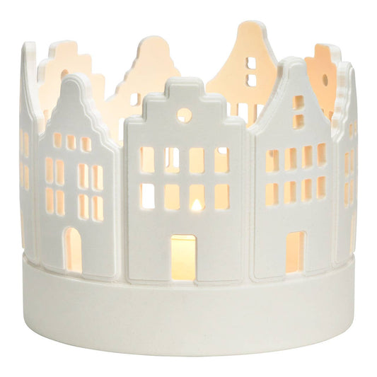 Photophore en porcelaine, blanc (L/H/P) 10x9x10cm