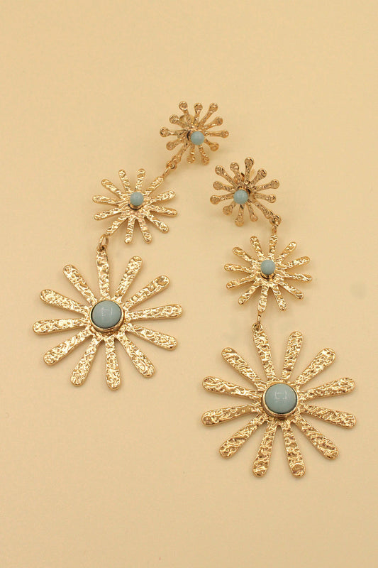 Boucles d'oreilles fleurs acier inoxydable: Turquoise / TU