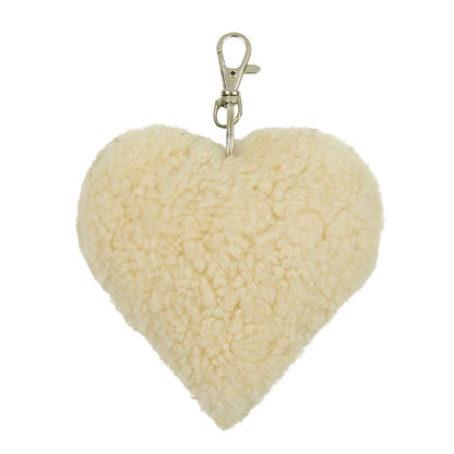 Porte-clés en forme de cœur de mouton blanc 10 cm