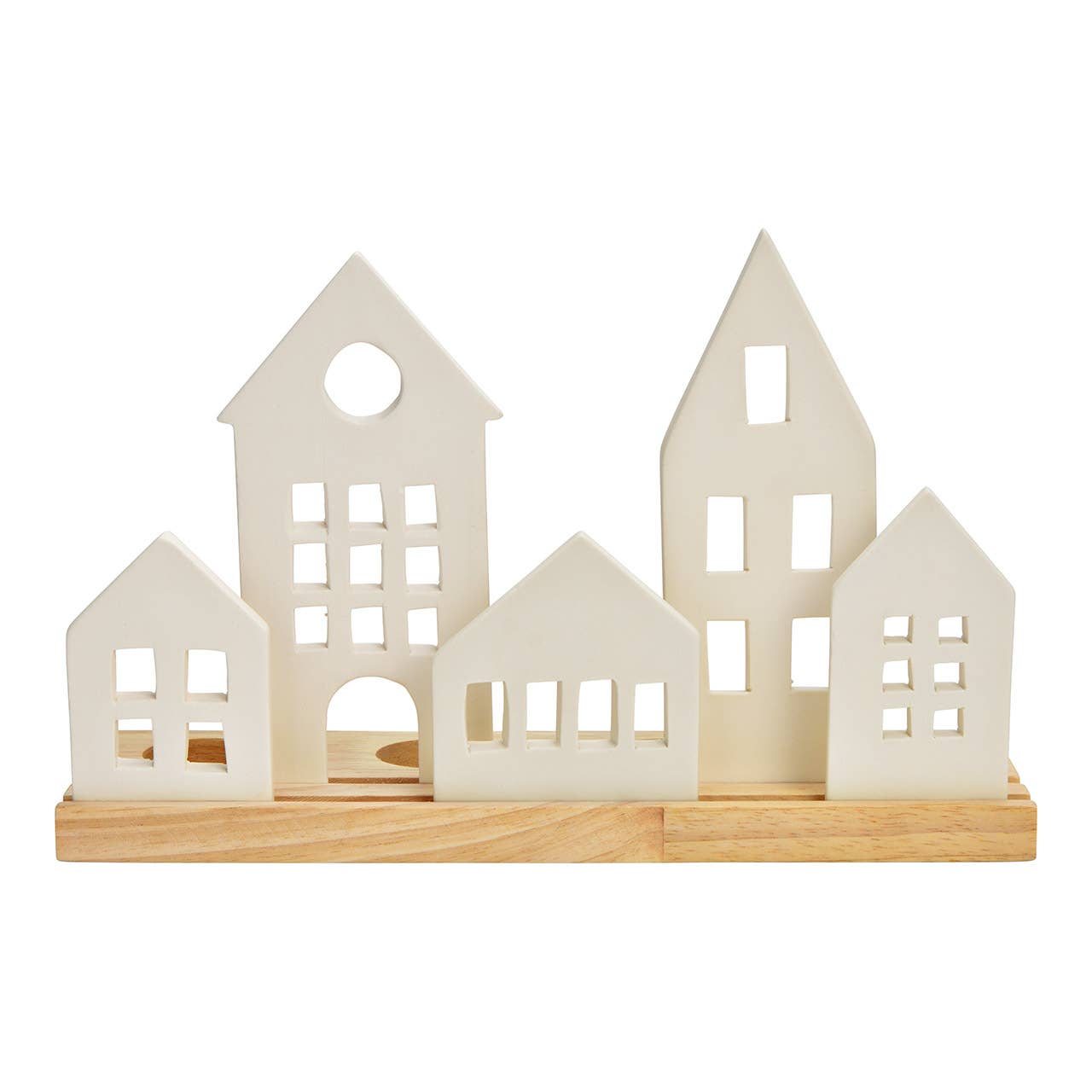 Décoration de l'Avent Maisons en porcelaine/bois, Blanc (L/H/P) 30x18x10cm