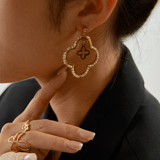 Boucles d'oreilles pendantes - Elara: Taupe / Tu [1]