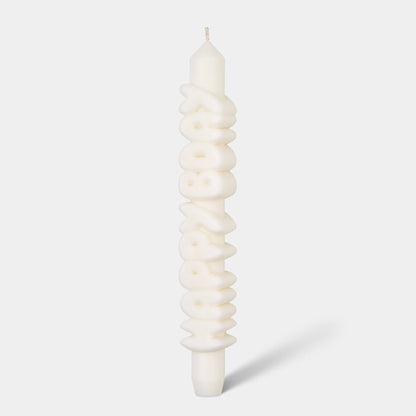 Bougie conique JOYEUX ANNIV - Fait main - Bougies coniques 3D de 9 pouces: Blanc