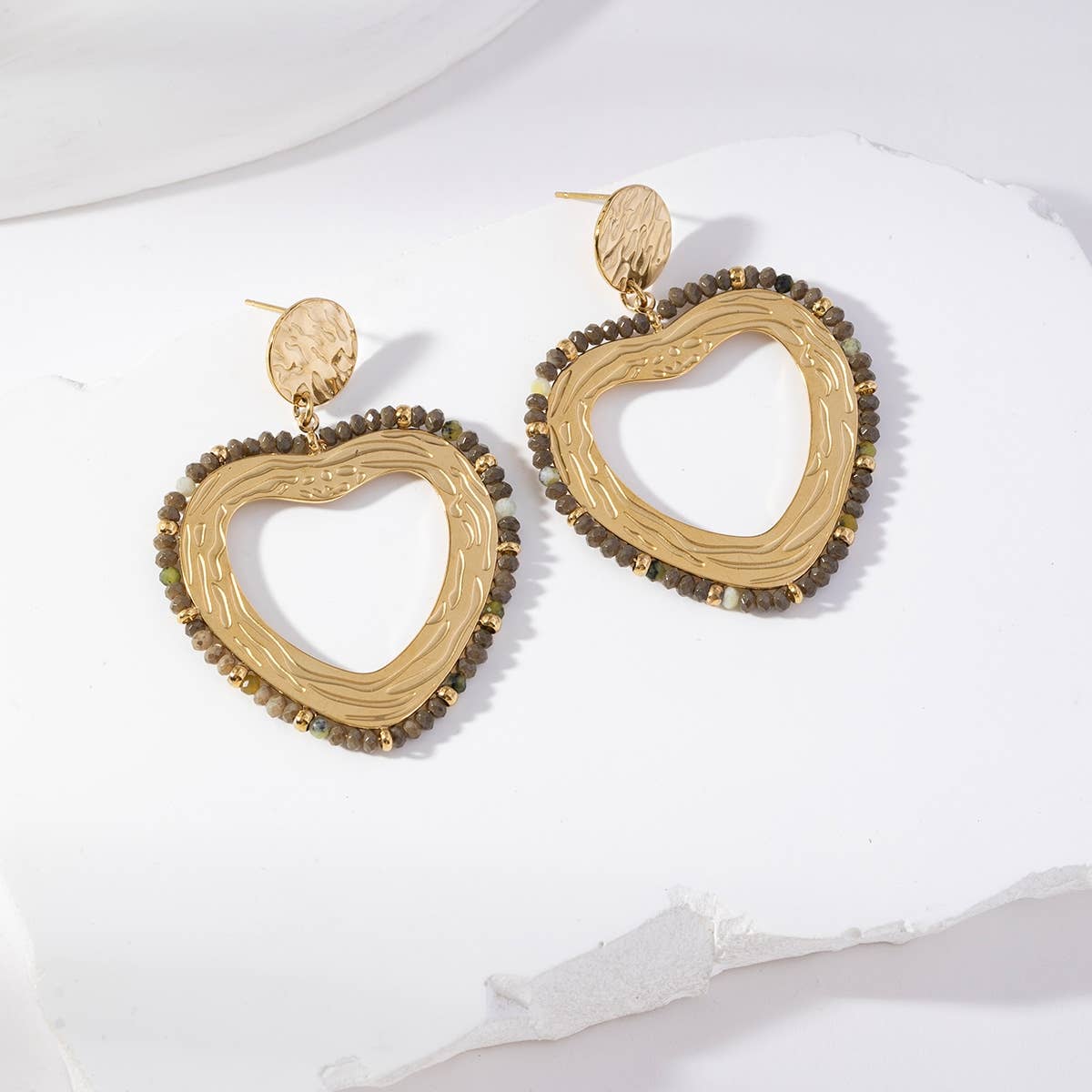 Boucles d'oreilles pendantes coeur - Nola: Multicouleur / Tu [1]