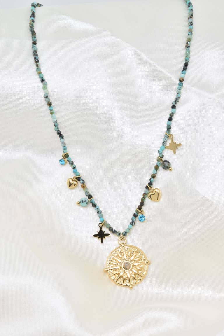 Collier pierre naturelle en acier inoxydable - BJ210226-VR