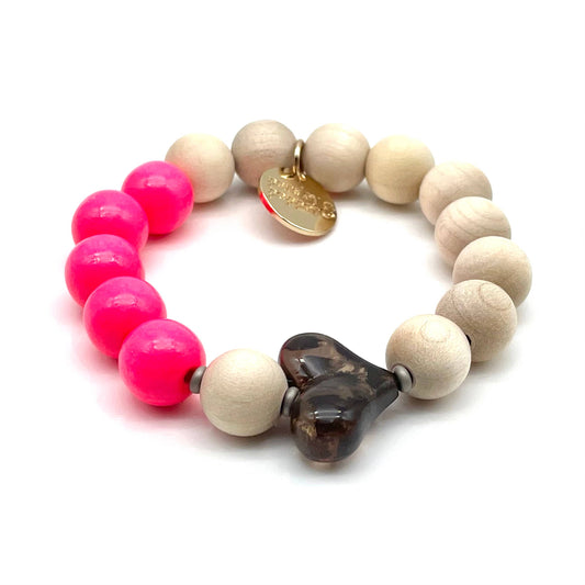 Bracelet NEON X WOOD — bracelet élastique à perles
