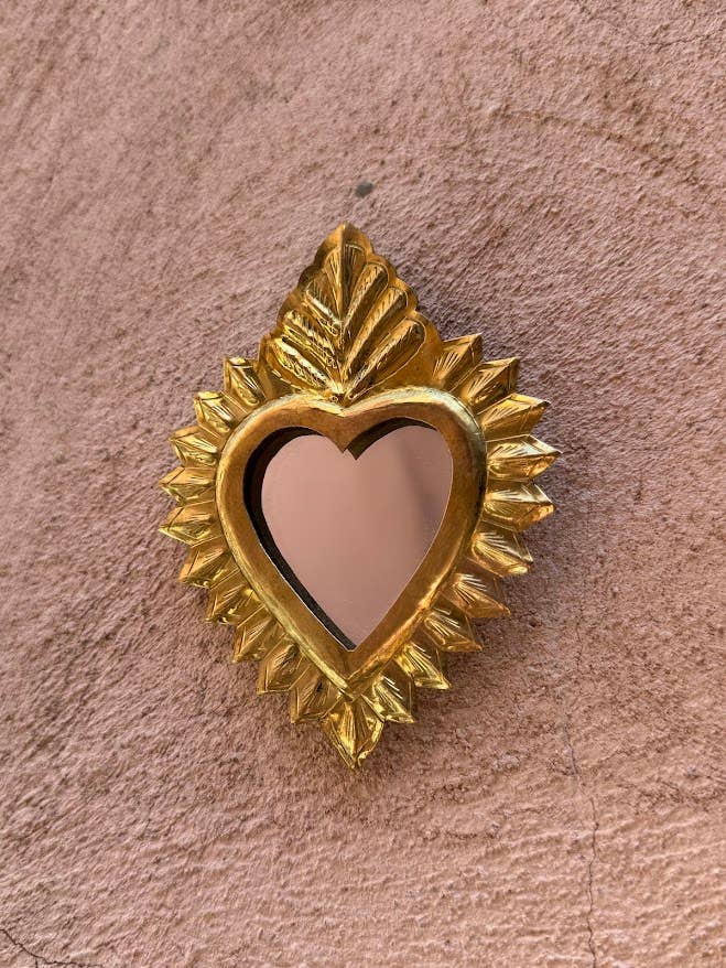 Miroir CLASSIC HEART taille S, bronze, or