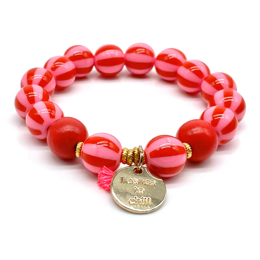 Bracelet SWEET CANDY STRIPES, bracelet élastique en perles