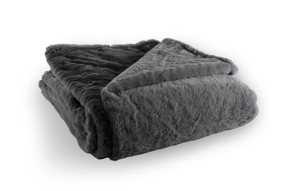 Plaid RUBY - imitation fourrure de lapin - 150x200 cm: Taupe