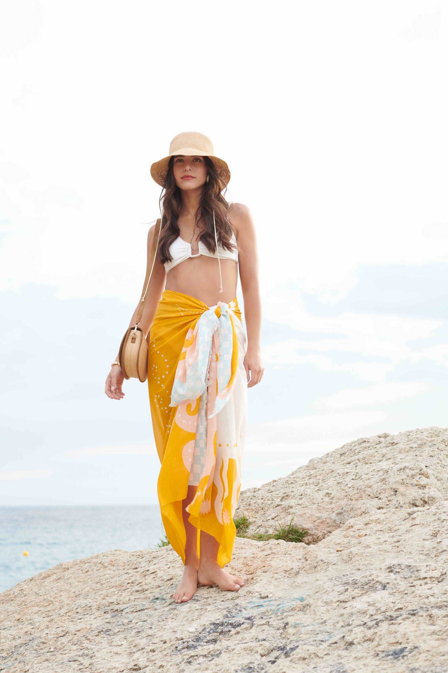 PARÉO COTON OCRE LE SOLEIL