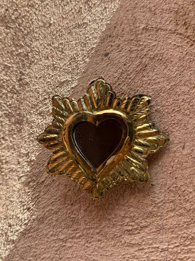 Miroir CŒUR taille S, Or, bronze