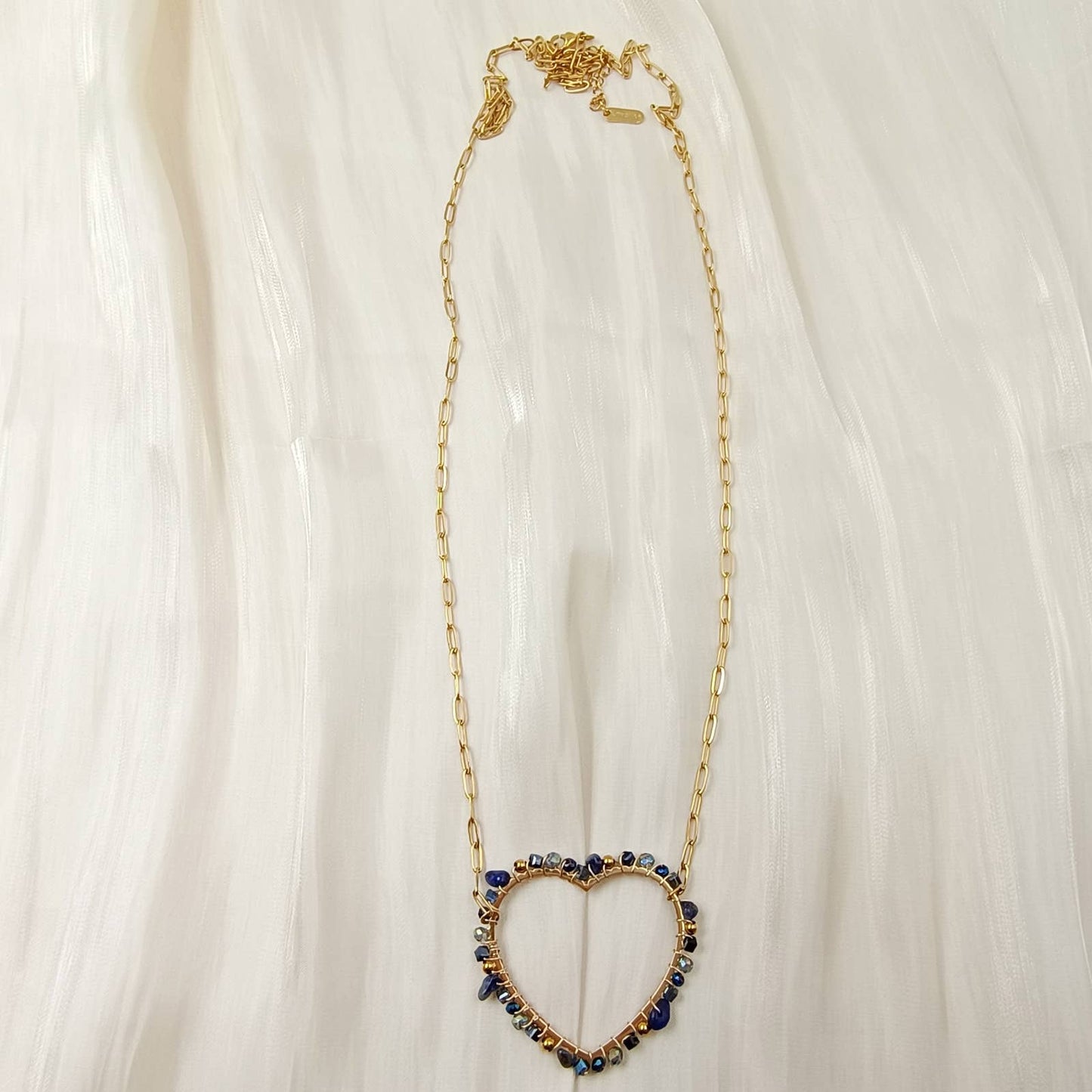 Collier chaîne simple coeur - Madeline: Turquoise africaine / Tu [1]