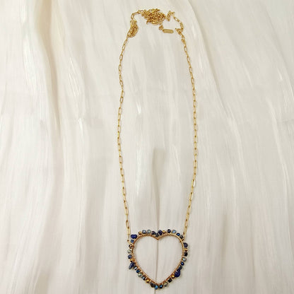 Collier chaîne simple coeur - Madeline: Oeil de tigre / Tu [1]
