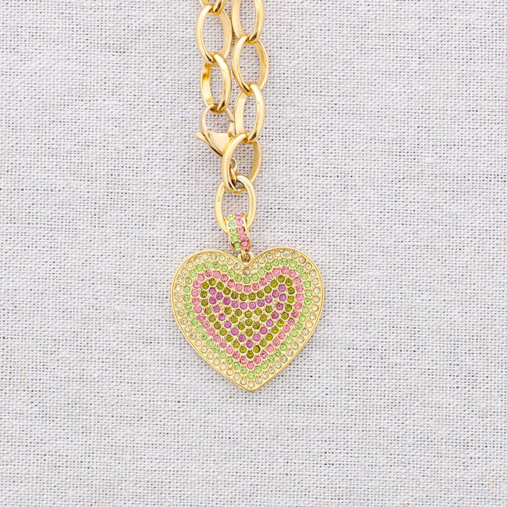 Collier en acier avec pendentif cœur en cristal: Combiné 3
