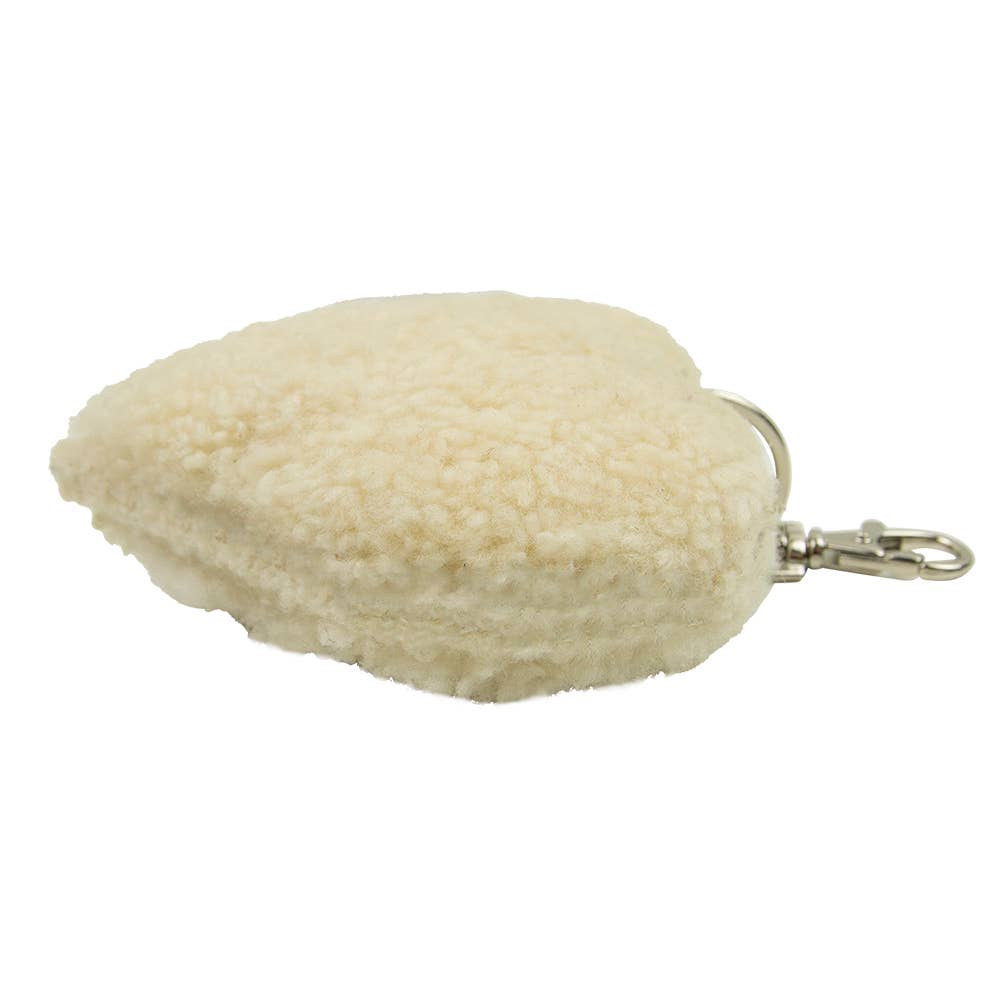 Porte-clés en forme de cœur de mouton blanc 10 cm