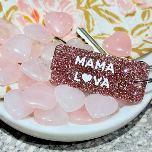 MAMA LOVA Porte-clés à paillettes Plus de Love: Rose