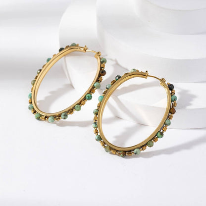 Boucles d'oreilles créoles - Amani: Turquoise africaine / Tu [1]