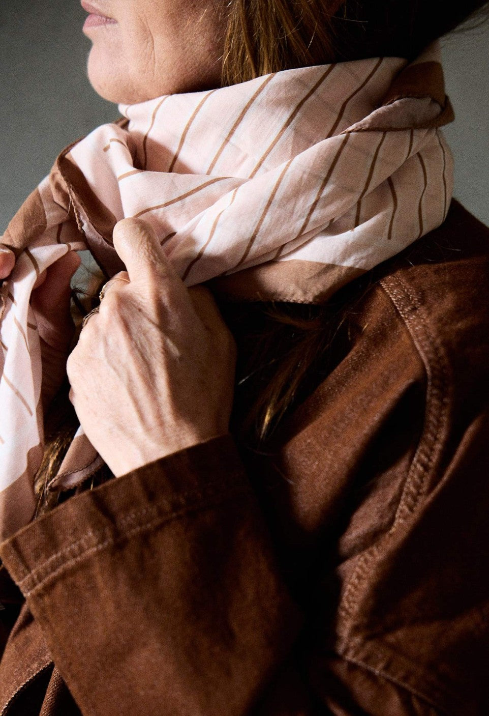 Foulard Gabrielle Paris – Rayures crème & brun