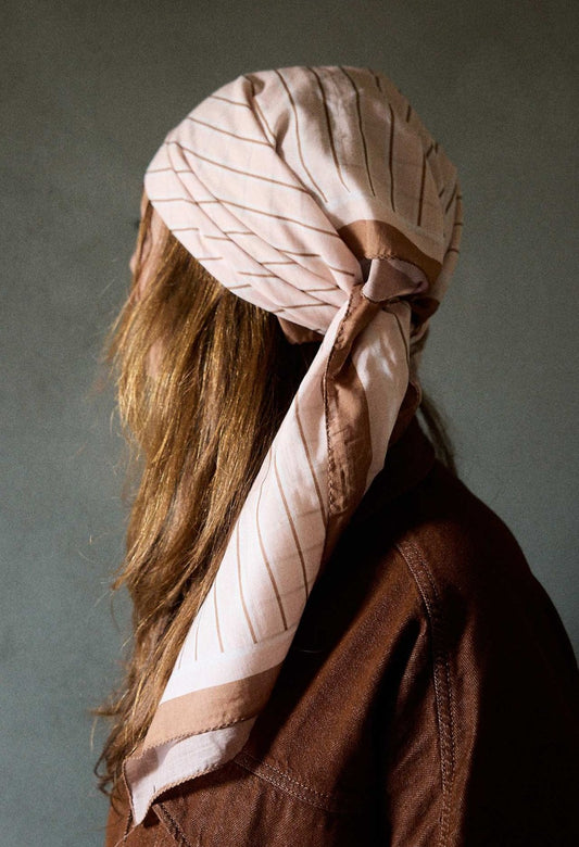 Foulard Gabrielle Paris – Rayures crème & brun