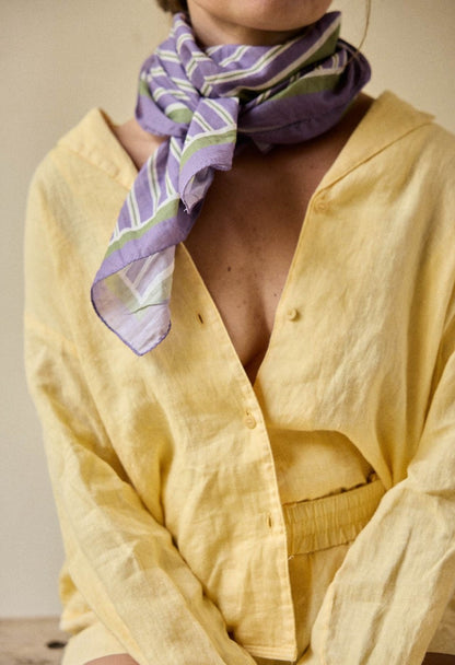 Foulard Gabrielle Paris – Rayures lilas & vert
