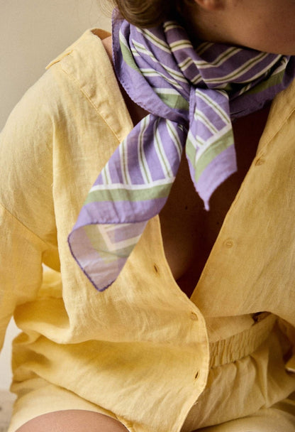 Foulard Gabrielle Paris – Rayures lilas & vert