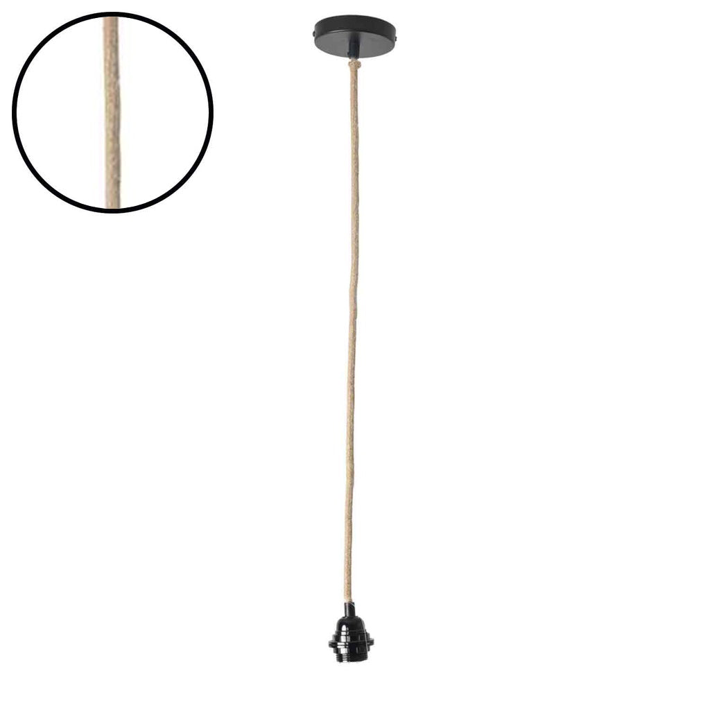 Suspension Douille noire 110cm câble naturelle