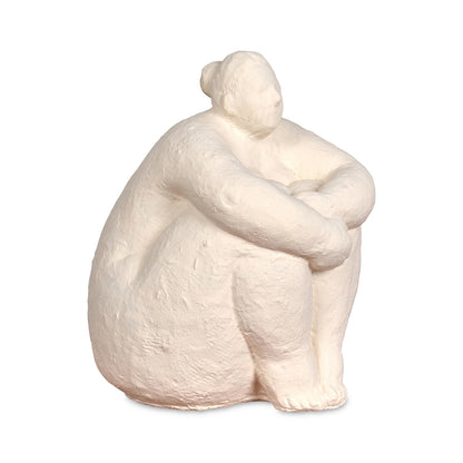 Déco femme Assise écru L14 P14 H17,5cm