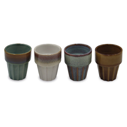 Set de 4 gobelets/tasses cantine strié gm D7,4 H8,1cm