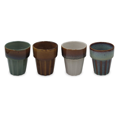 Set de 4 gobelets/tasses cantine strié pm D6 H6,3cm