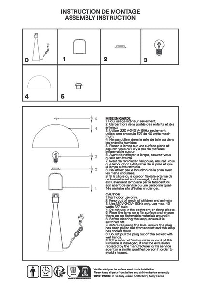 Lampe Paul doré satiné D30 H45cm