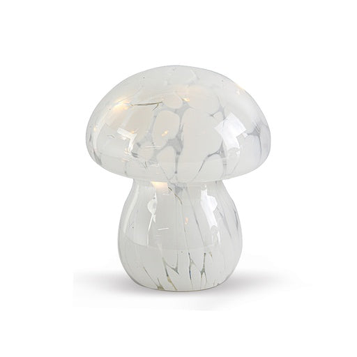 Lampe décorative champi tacheté blanche à piles