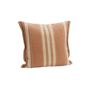 HOUSSE DE COUSSIN RAYÉE - ROSE POUDRÉ, ÉCRU - 50X50 CM