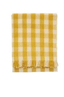 PLAID EN COTON RECYCLÉ - JAUNE, CRÈME - 125X175 CM