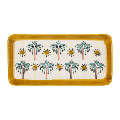 PLAT RECTANGLE PALMISOL MOUTARDE+ECRU